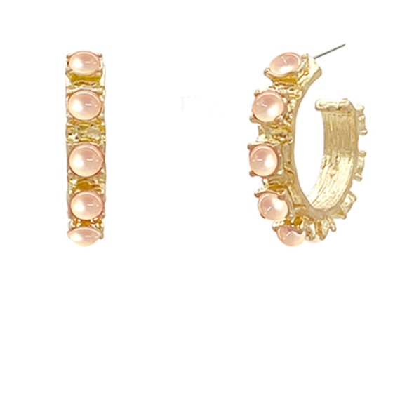 Antique Dotted Stone Hoops - Picture 1 of 3